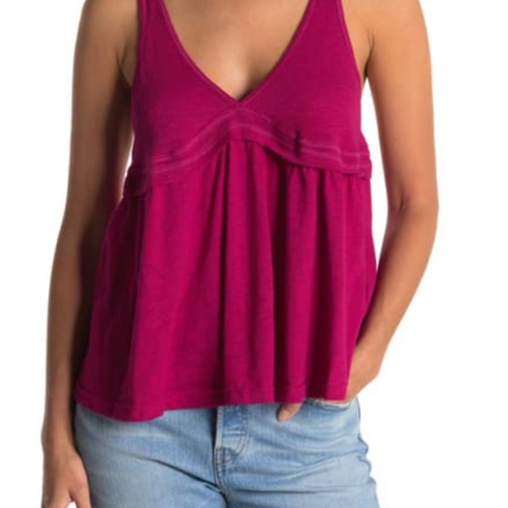 NWT Free People Zinia V-Neck Babydoll Tank Top